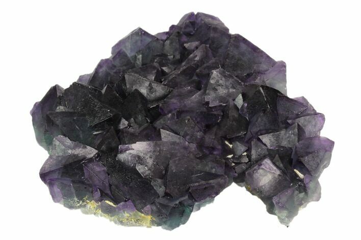 Purple-Green Octahedral Fluorite Crystals on Quartz - Fluorescent #128925